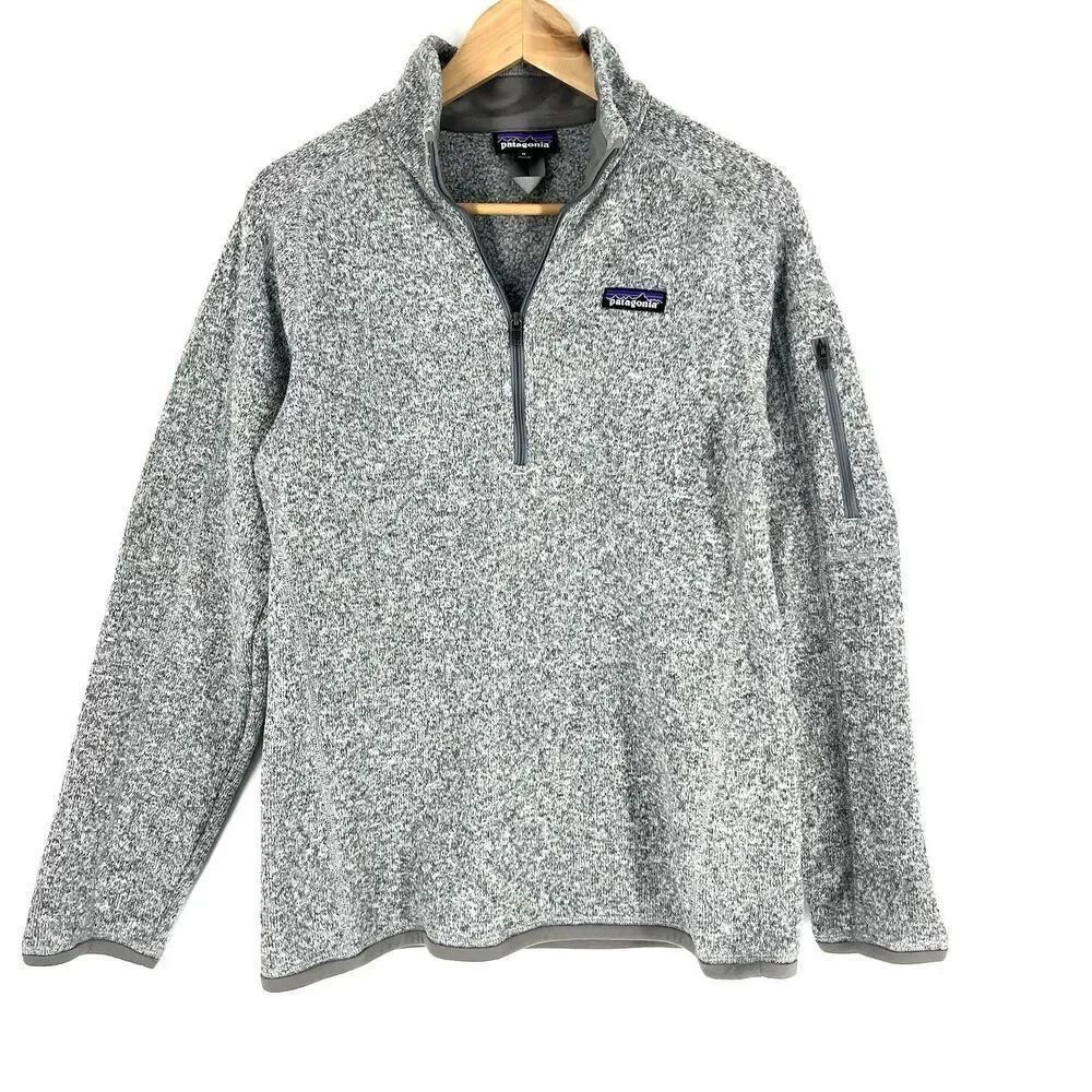 Patagonia Better Sweater Size Medium Birch White Gray Half 1/4 Zip Fleece Jacket